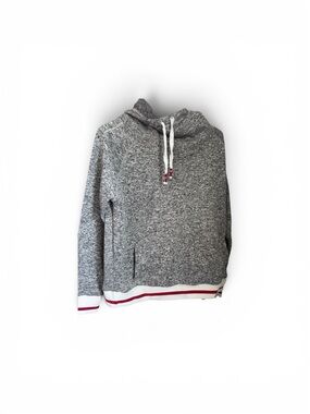 Heather Gray Pullover Hoodie with Red Trim